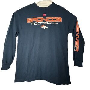 NFL Apparel Team Denver Broncos Log Sleeve T Shirt Sleeve Spell Out Sz L